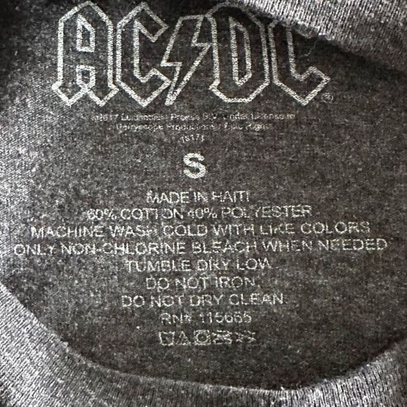 AC/DC SS Band Tee Mens S Charcoal Grey Red Logo Rock & Roll Loungewear - Picture 2 of 6